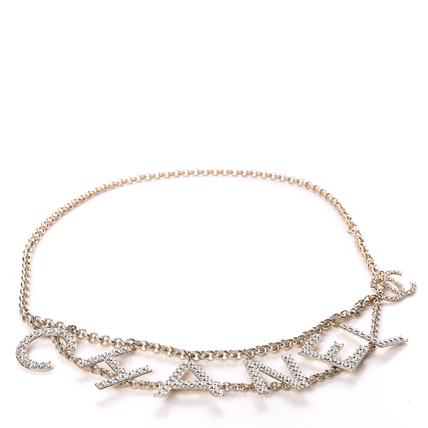 Metal Crystal 90's Icon Logo Chain Belt Gold