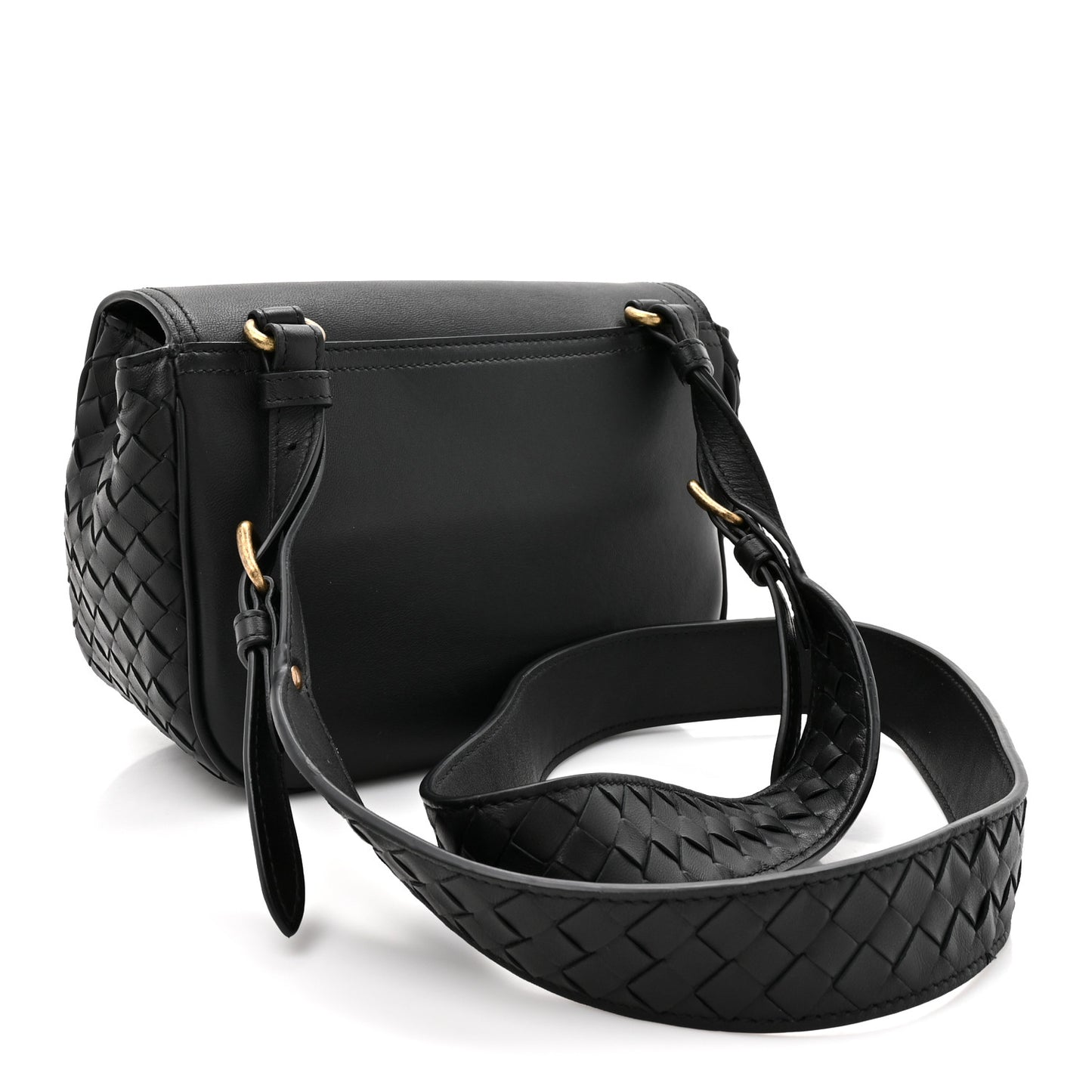Nappa Intrecciato BV Luna Shoulder Bag Black