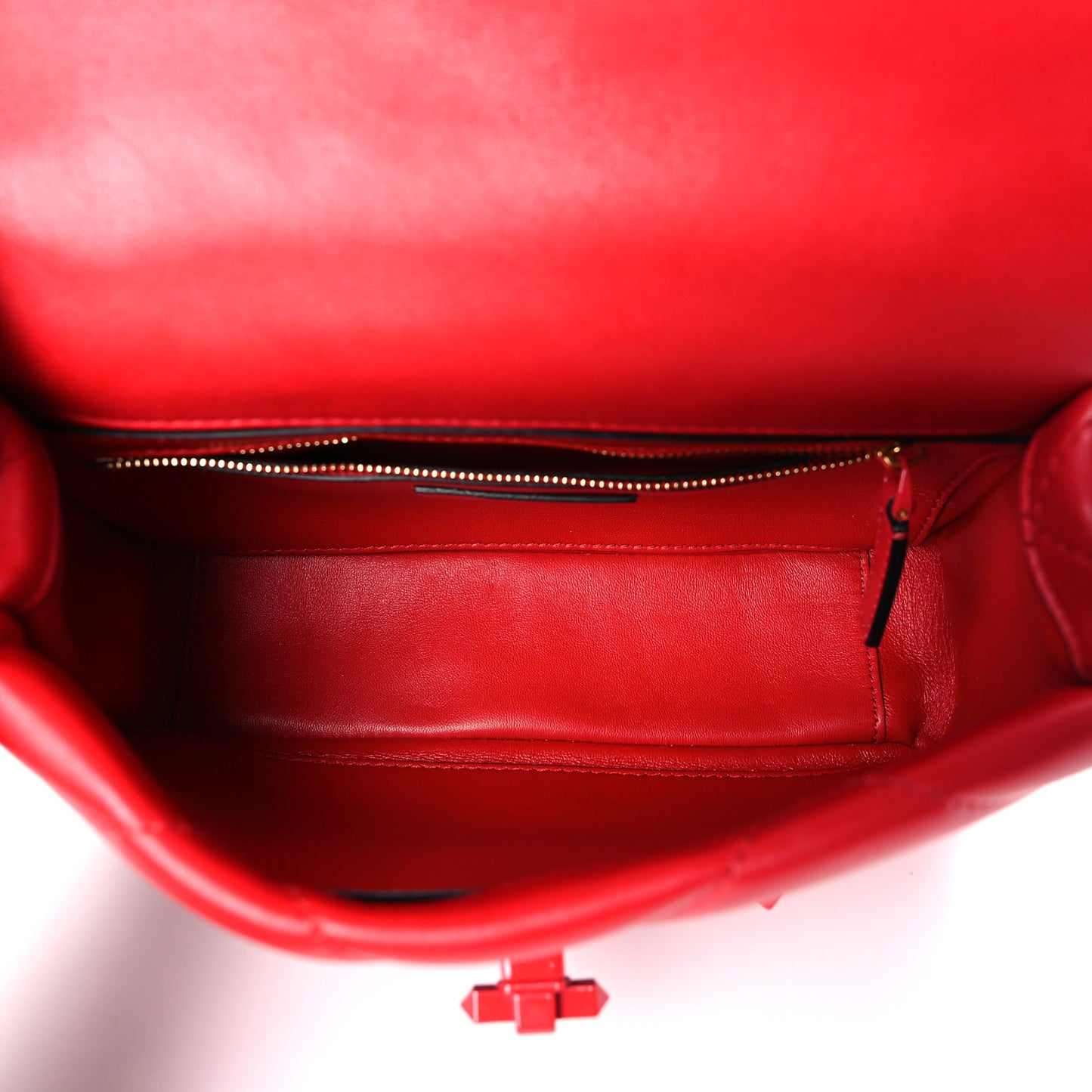 Nappa Enamel Monochrome Medium Roman Stud Shoulder Bag Rouge Pur