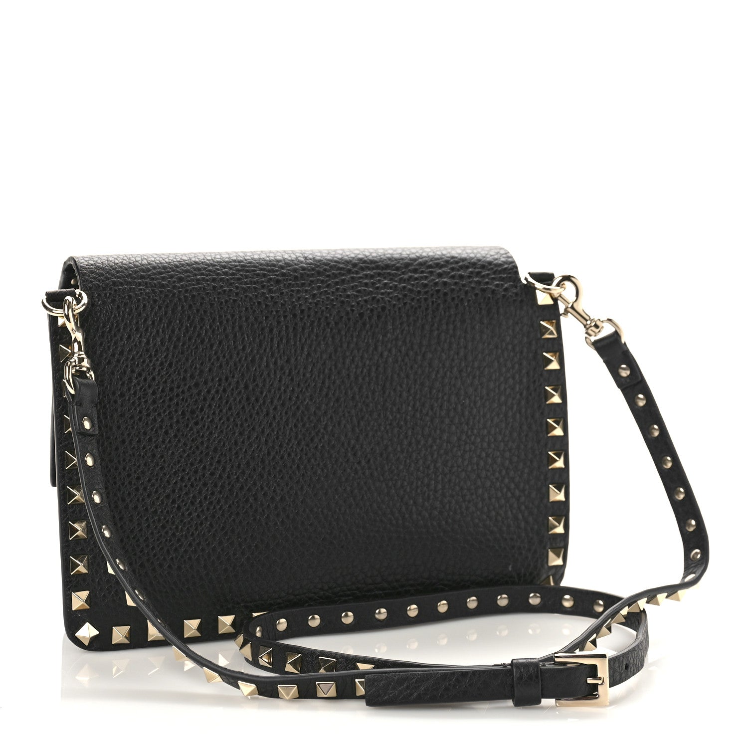 Valentino Garavani Pebbled Calfskin Rockstud Side Slip Crossbody Black 2 of 8