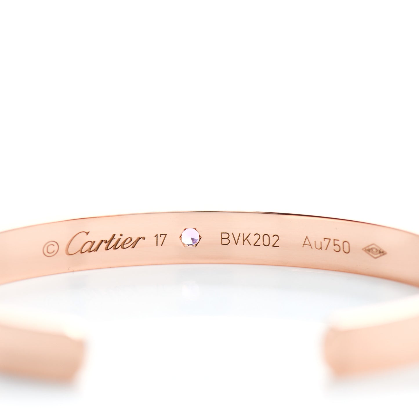 18K Pink Gold Pink Sapphire LOVE Cuff Bracelet 17