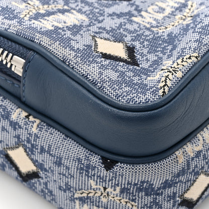 MCM Vintage Jacquard Monogram Small Aren Crossbody Blue 10 of 11