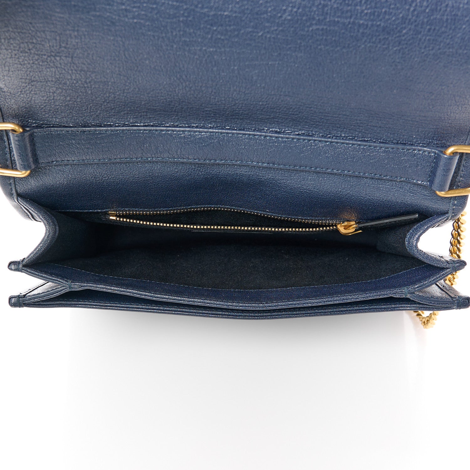 Saint Laurent Lambskin Quilted Mini Becky Chain Bag Blue Charron 5 of 11
