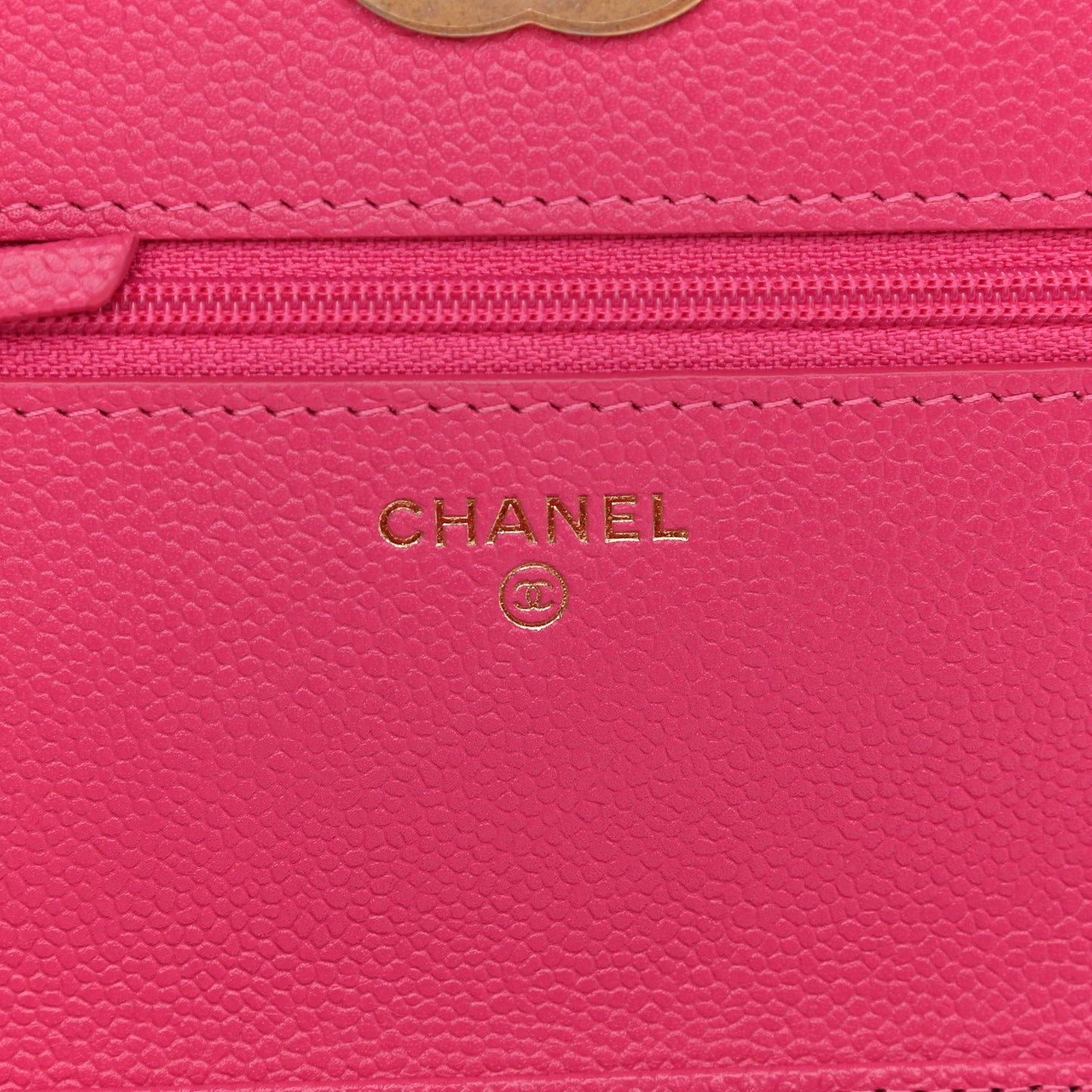 Shiny Caviar Quilted Chain Melody Wallet On Chain WOC Dark Pink
