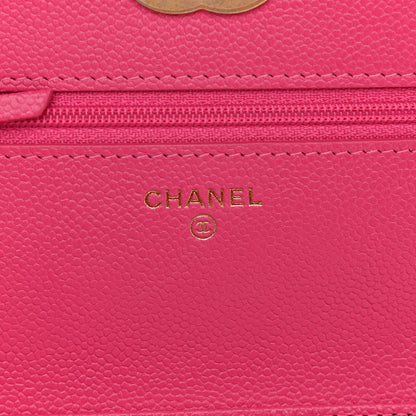 Chanel Shiny Caviar Quilted Chain Melody Wallet On Chain WOC Dark Pink 6 of 10