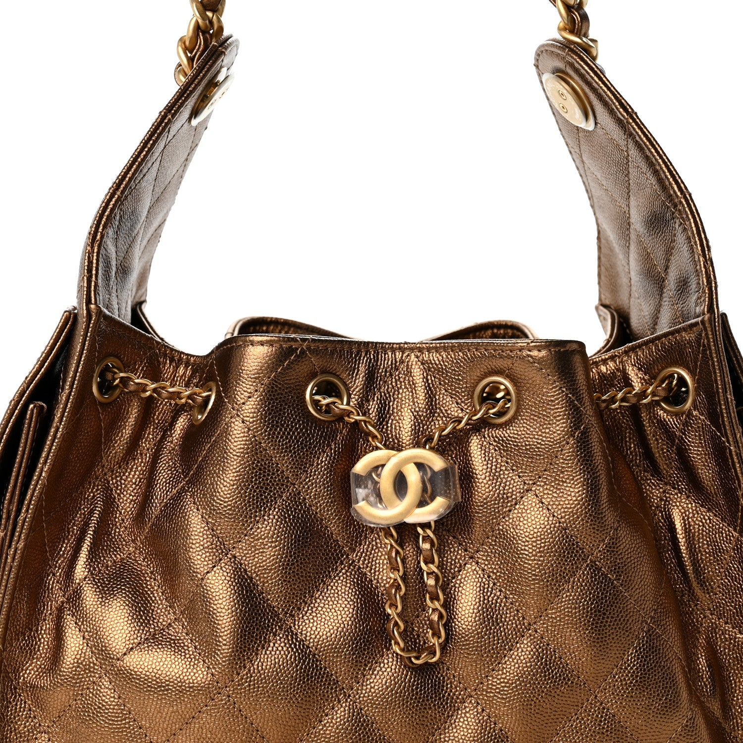 Chanel Metallic Caviar Quilted Small Chanel 25 Handbag Gold 8 of 10