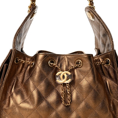 Chanel Metallic Caviar Quilted Small Chanel 25 Handbag Gold 8 of 10