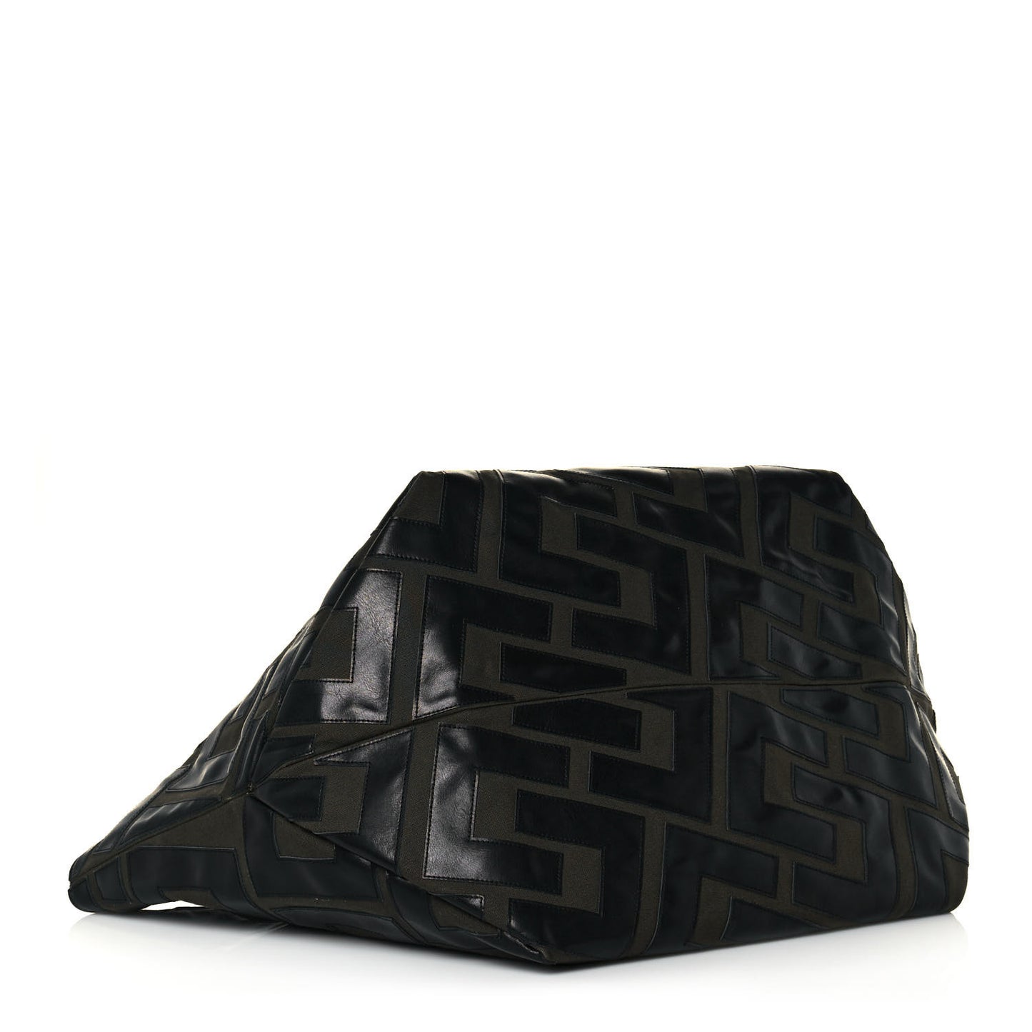 Calfskin Logo Patchwork Cabas Dark Green Black