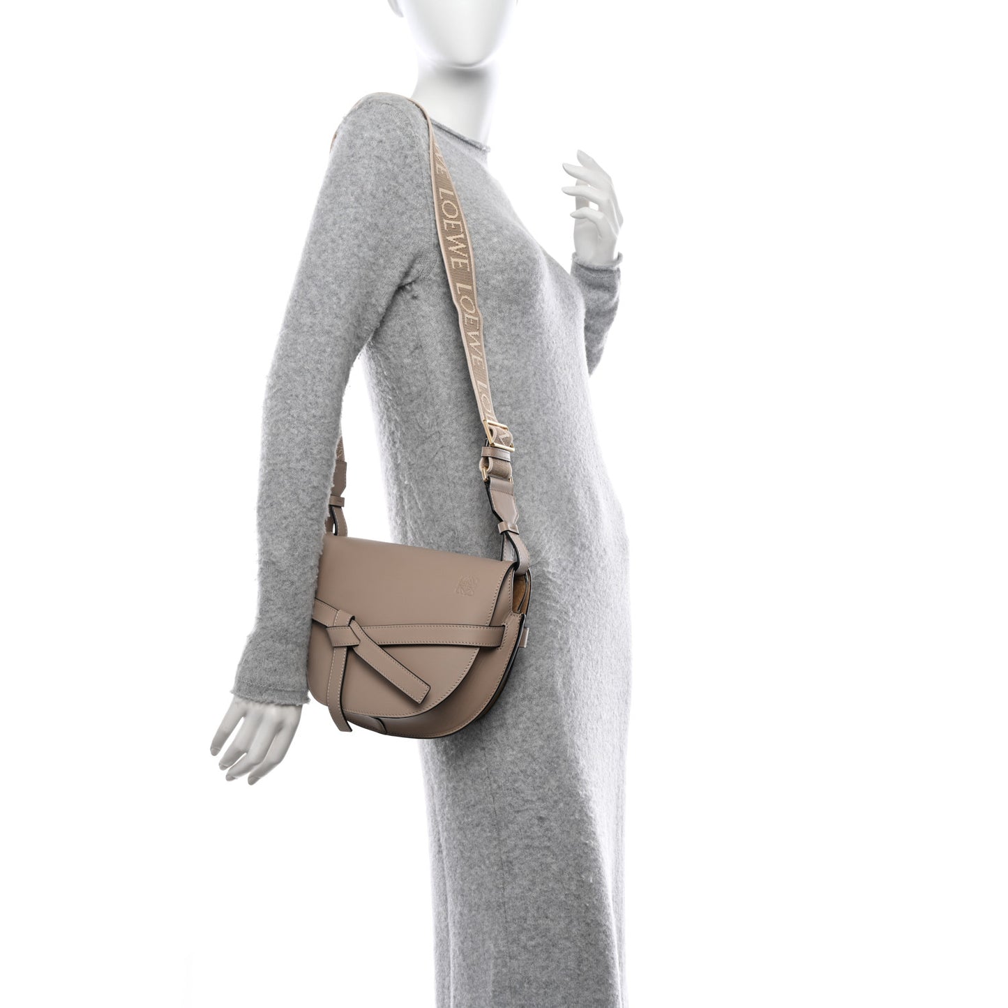 Soft Calfskin Jacquard Small Gate Crossbody Bag Sand