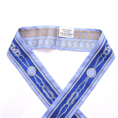 Hermes Silk Maillons Twilly Ciel Bleu Roy Beige 4 of 4