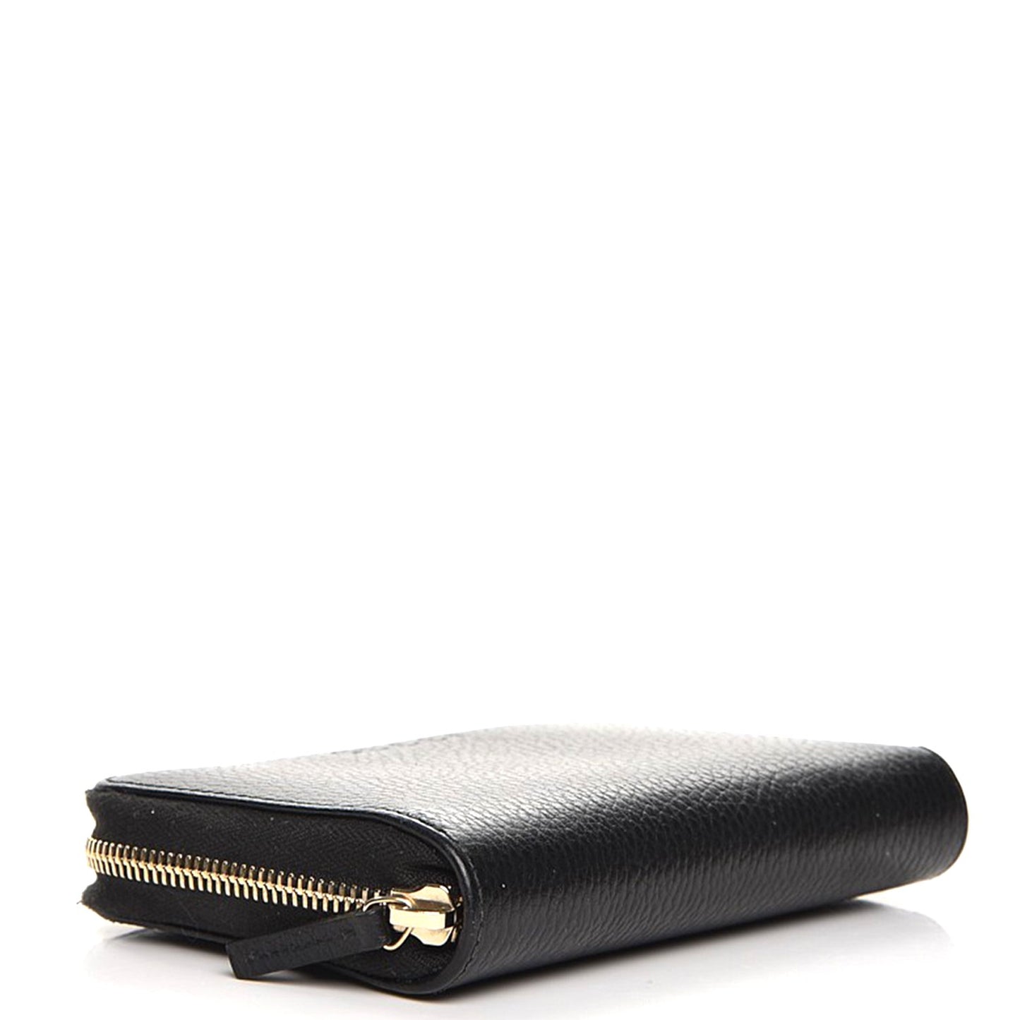 Pebbled Calfskin Zip Around Wallet Black