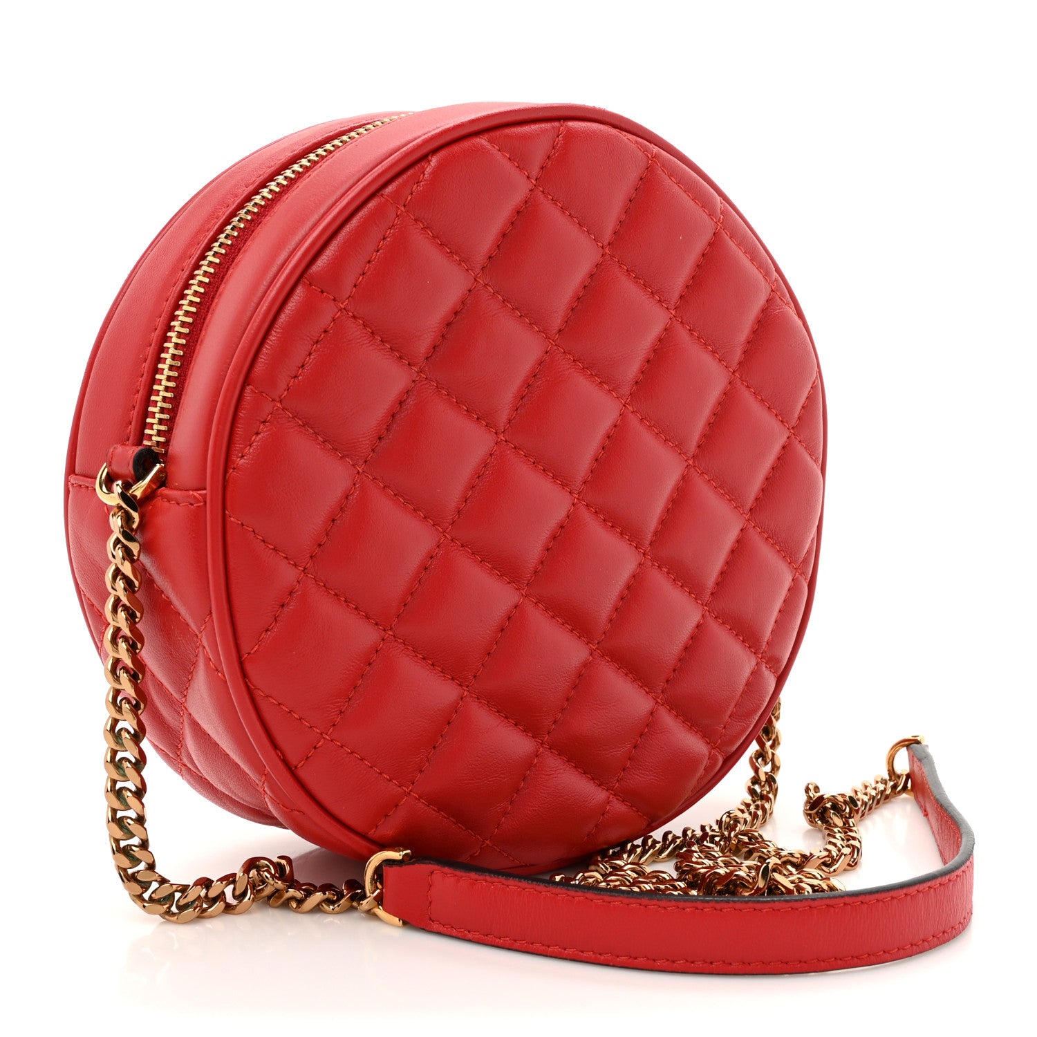 Versace Nappa Quilted La Medusa Round Camera Bag Red 3 of 9