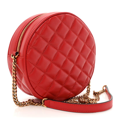 Versace Nappa Quilted La Medusa Round Camera Bag Red 3 of 9