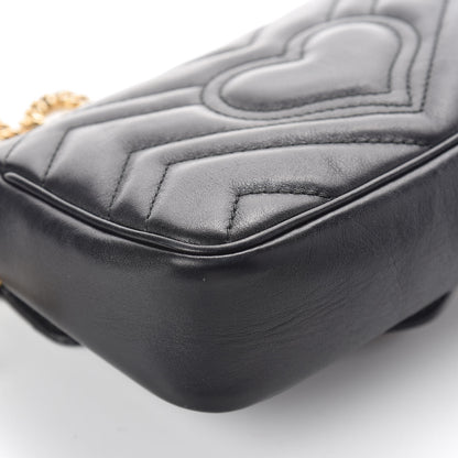 Gucci Calfskin Matelasse Super Mini GG Marmont Shoulder Bag Black 12 of 14
