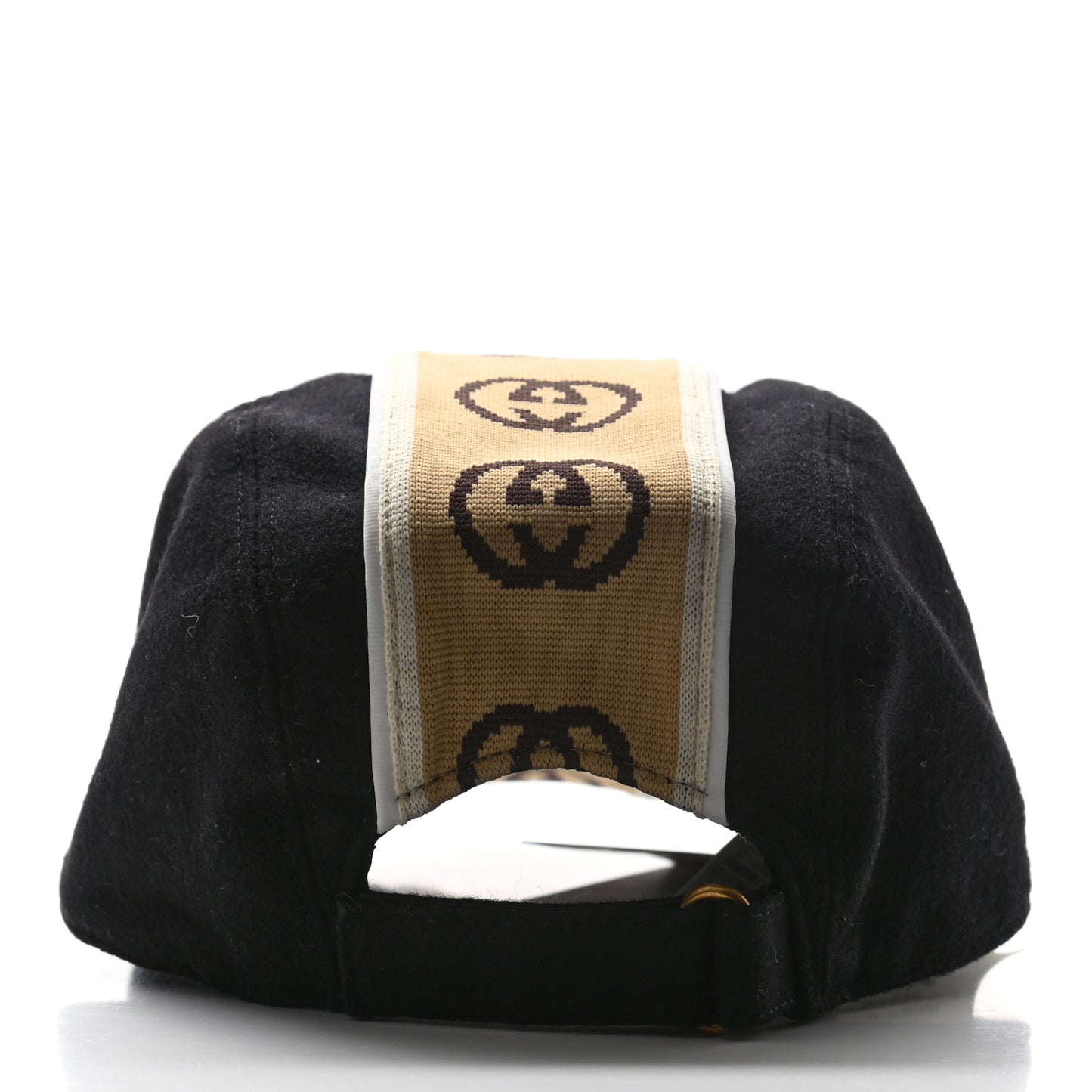 Wool Interlocking GG Stripe Baseball Hat Black
