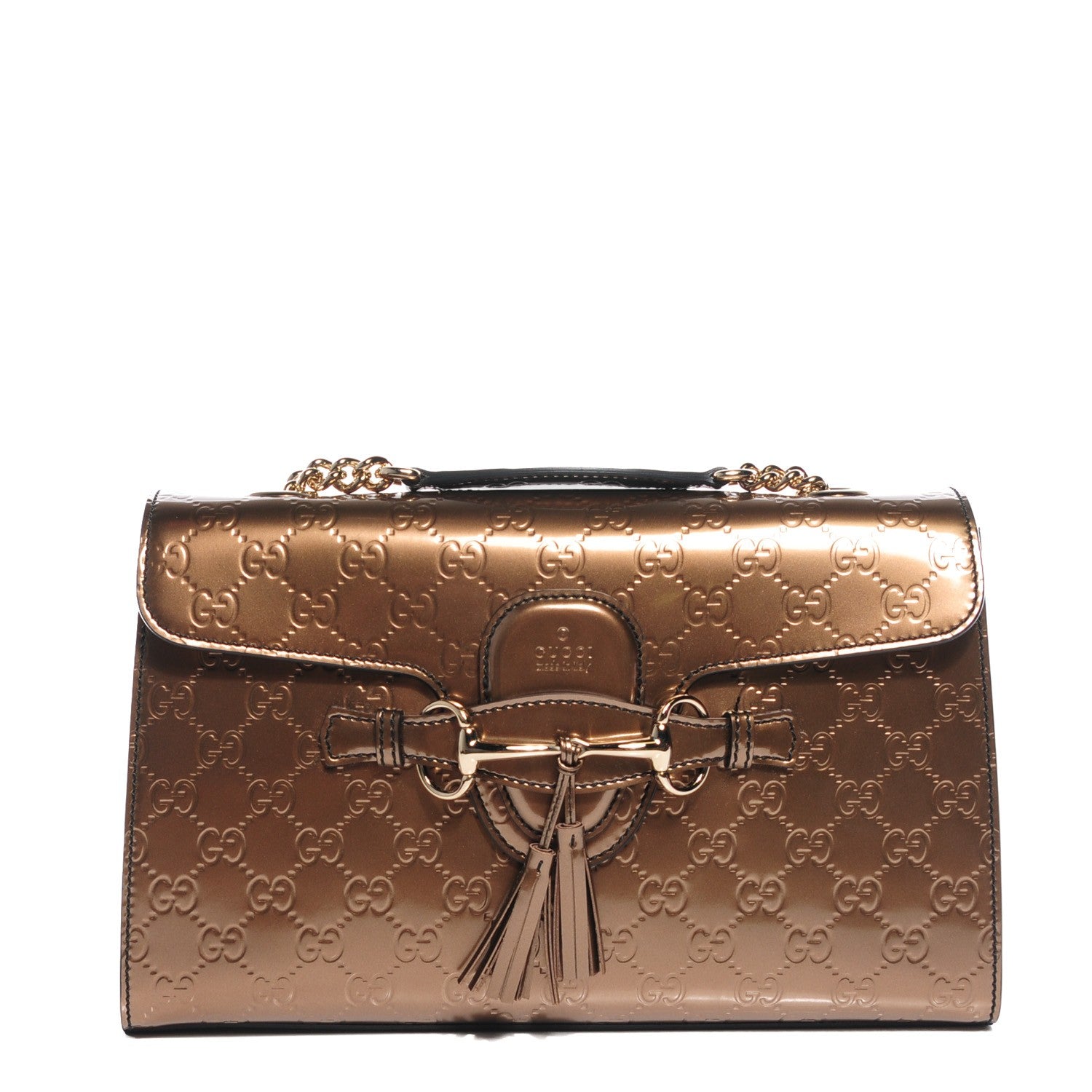 Gucci Shine Guccissima Medium Emily Chain Shoulder Bag Acero 1 of 7