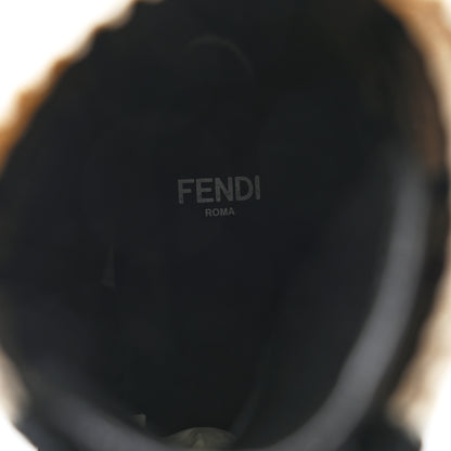 Fendi Calfskin Stretch Fabric Rockoko Biker Boots 38 Tobacco Black Marino 5 of 6