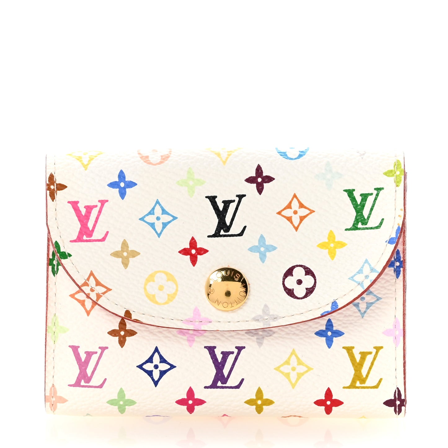 Monogram Multicolor Business Card Holder White Litchi