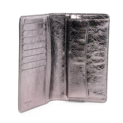 Chanel Leather CC Bow Wallet Metallic Dark Silver 5 of 8