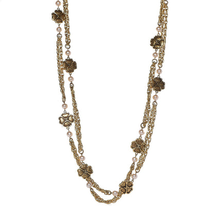 Chanel Pearl Clover Long Necklace Gold 1 of 6