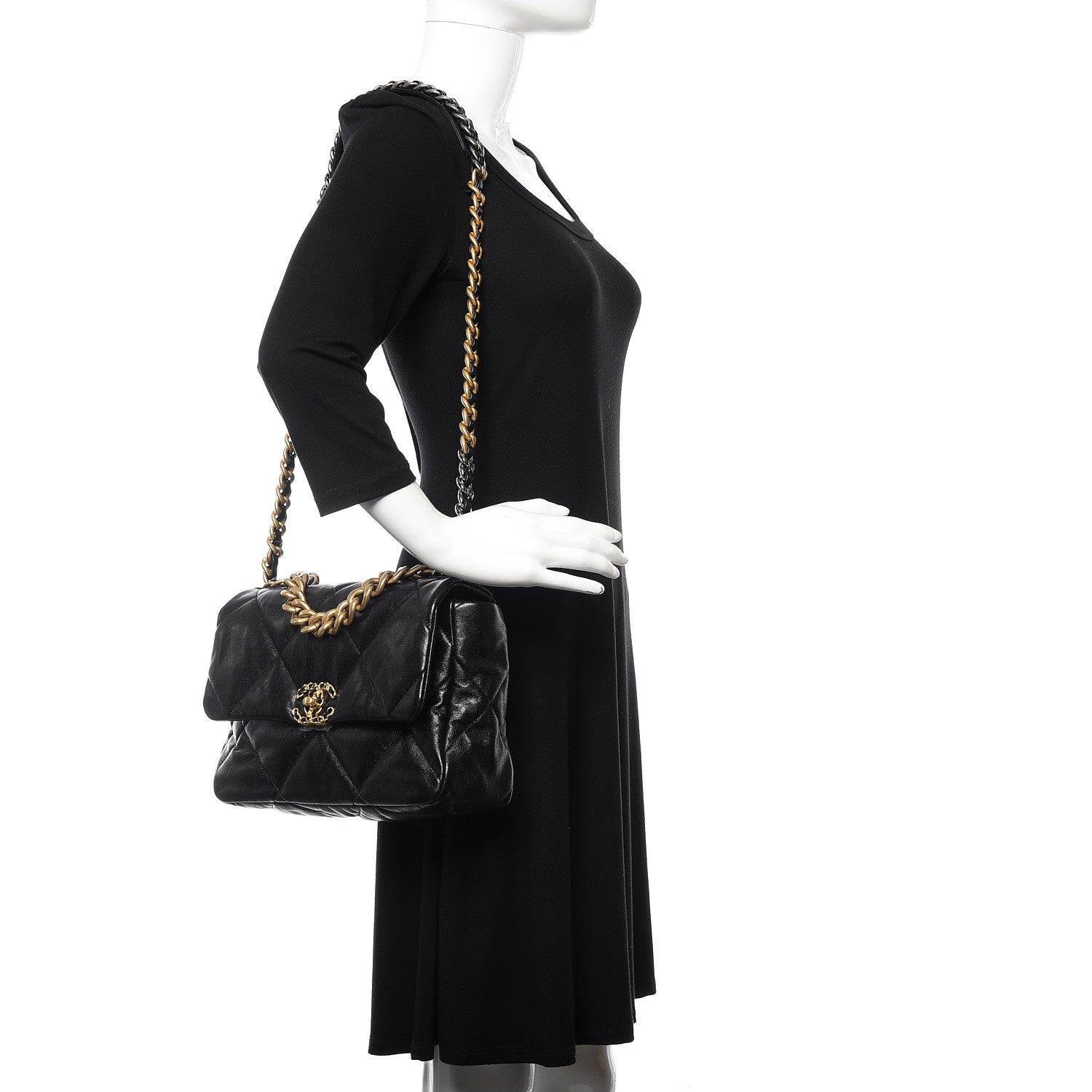 Chanel Goatskin Quilted Large 19 Flap Black 2 of 11