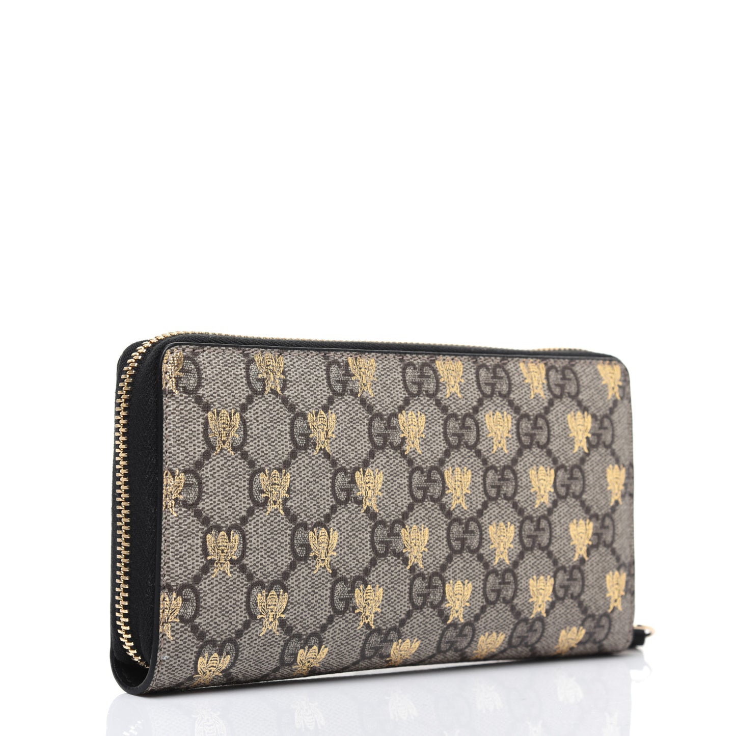 GG Supreme Monogram Bees Zip Around Wallet