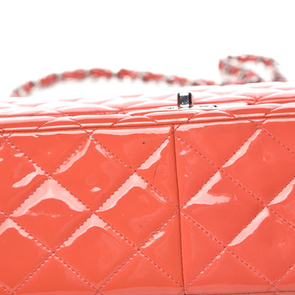 Chanel Patent Quilted Jumbo Double Flap Coral 9 of 13