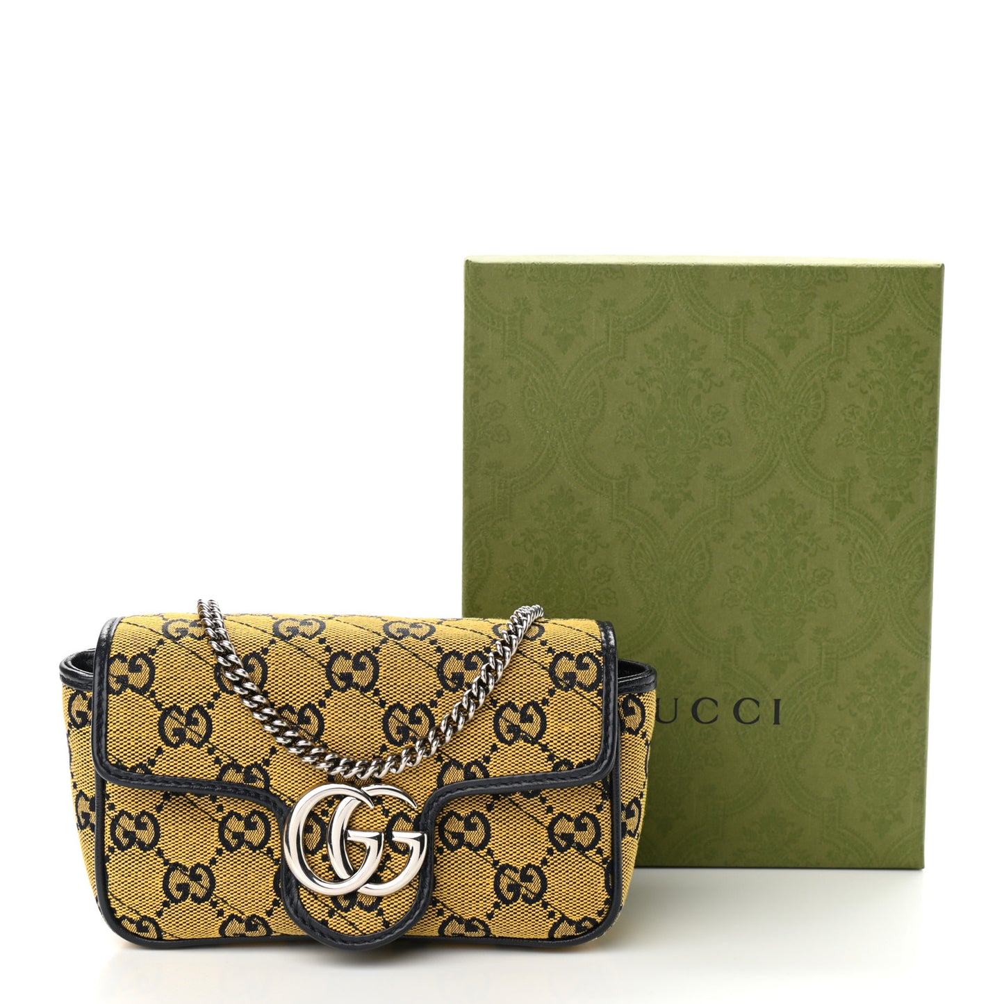 Monogram Multicolor Matelasse Diagonal Super Mini GG Marmont Shoulder Bag Yellow Blue