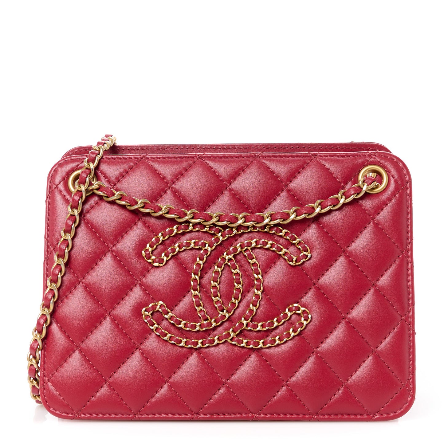 Calfskin Quilted CC Small Once Upon A Time Tote Red