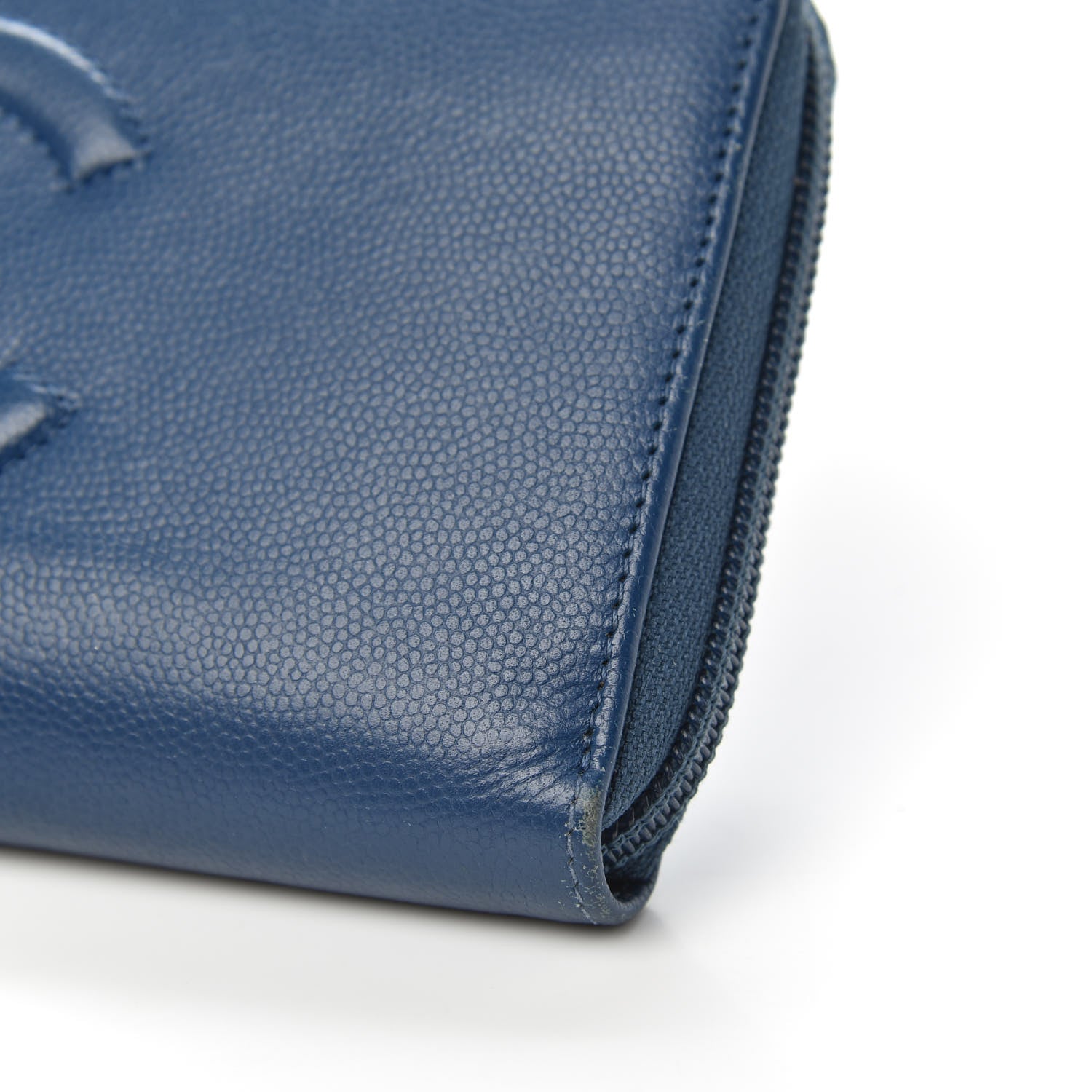Chanel Caviar Large CC Timeless Zip Around Wallet Dark Blue 10 of 14