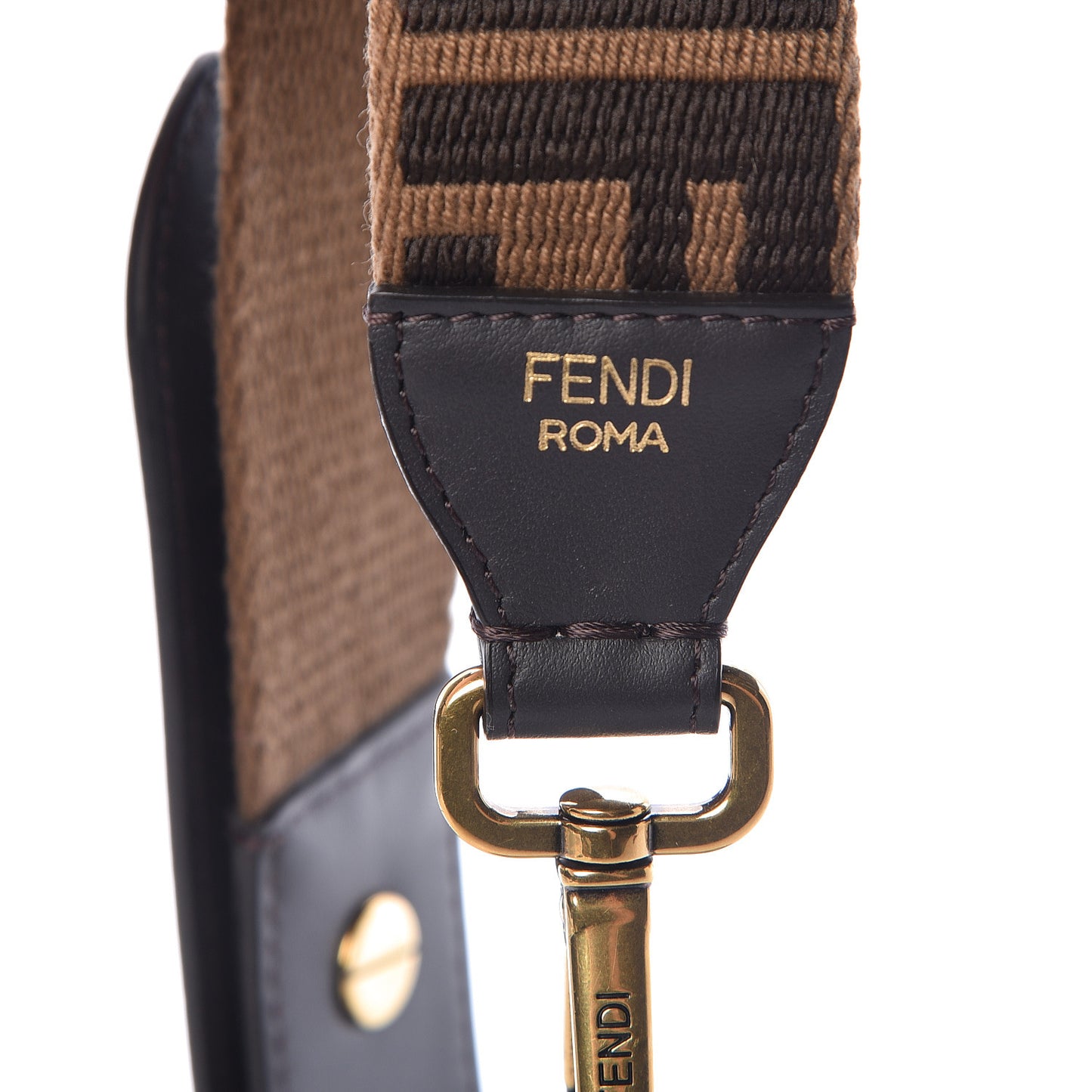 Ribbon Vitello Century FF 1974 Flat Studded Strap You Fango Marrone Ebano