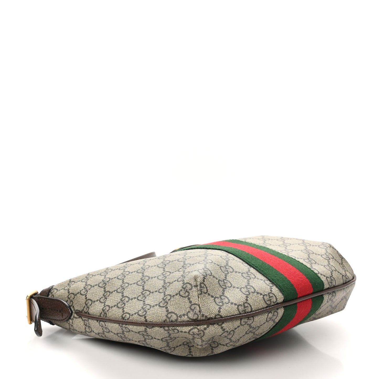 GG Supreme Monogram Web Small Ophidia Half Moon Hobo Brown