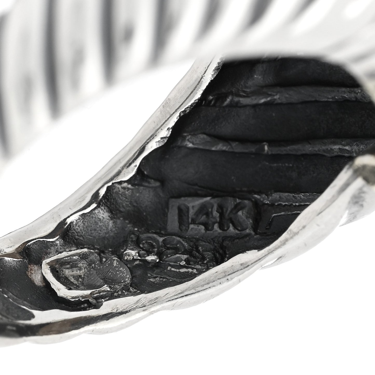 Sterling Silver 14K Yellow Gold Cable Station Ring 53 6.5