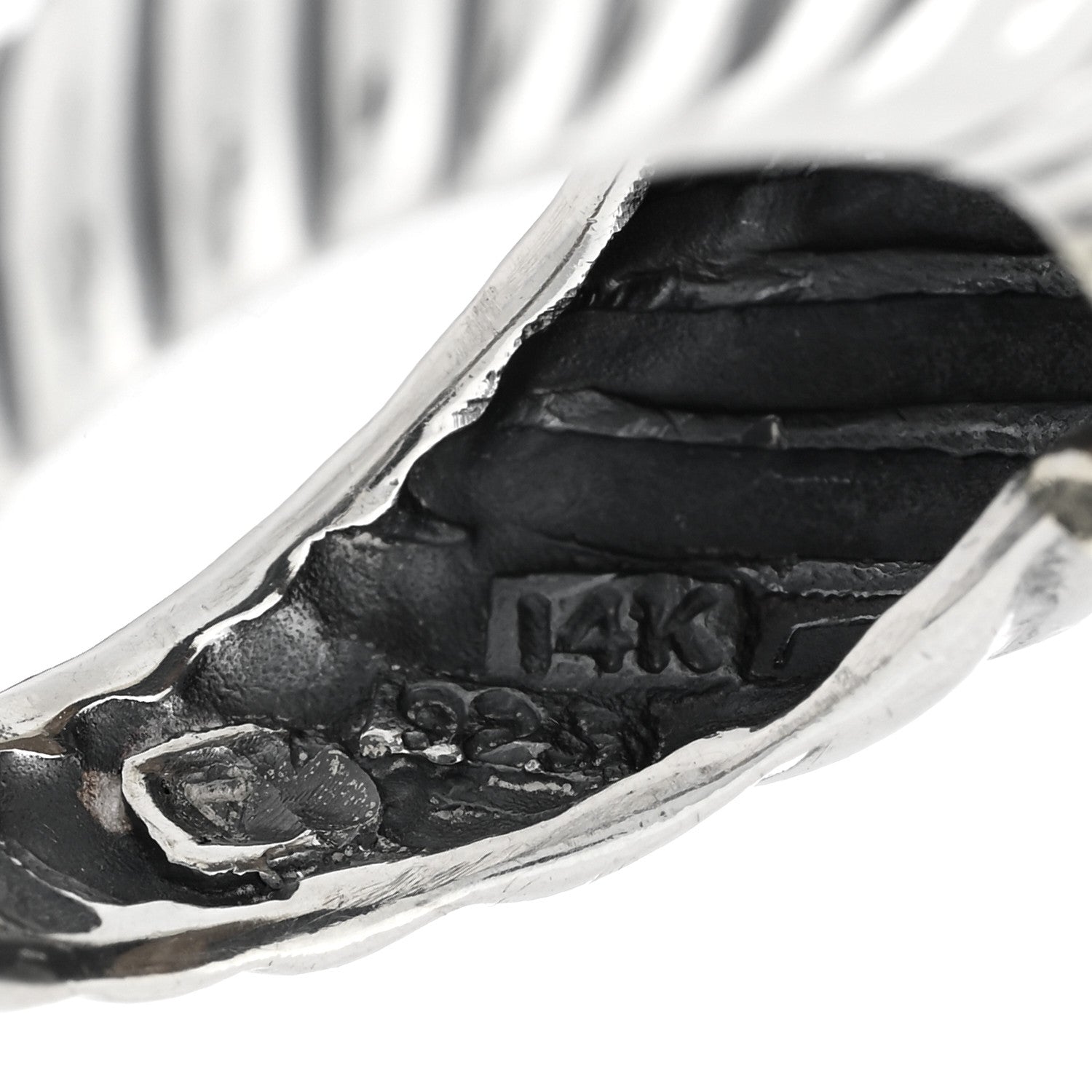 David Yurman Sterling Silver 14K Yellow Gold Cable Station Ring 53 6.5 4 of 5