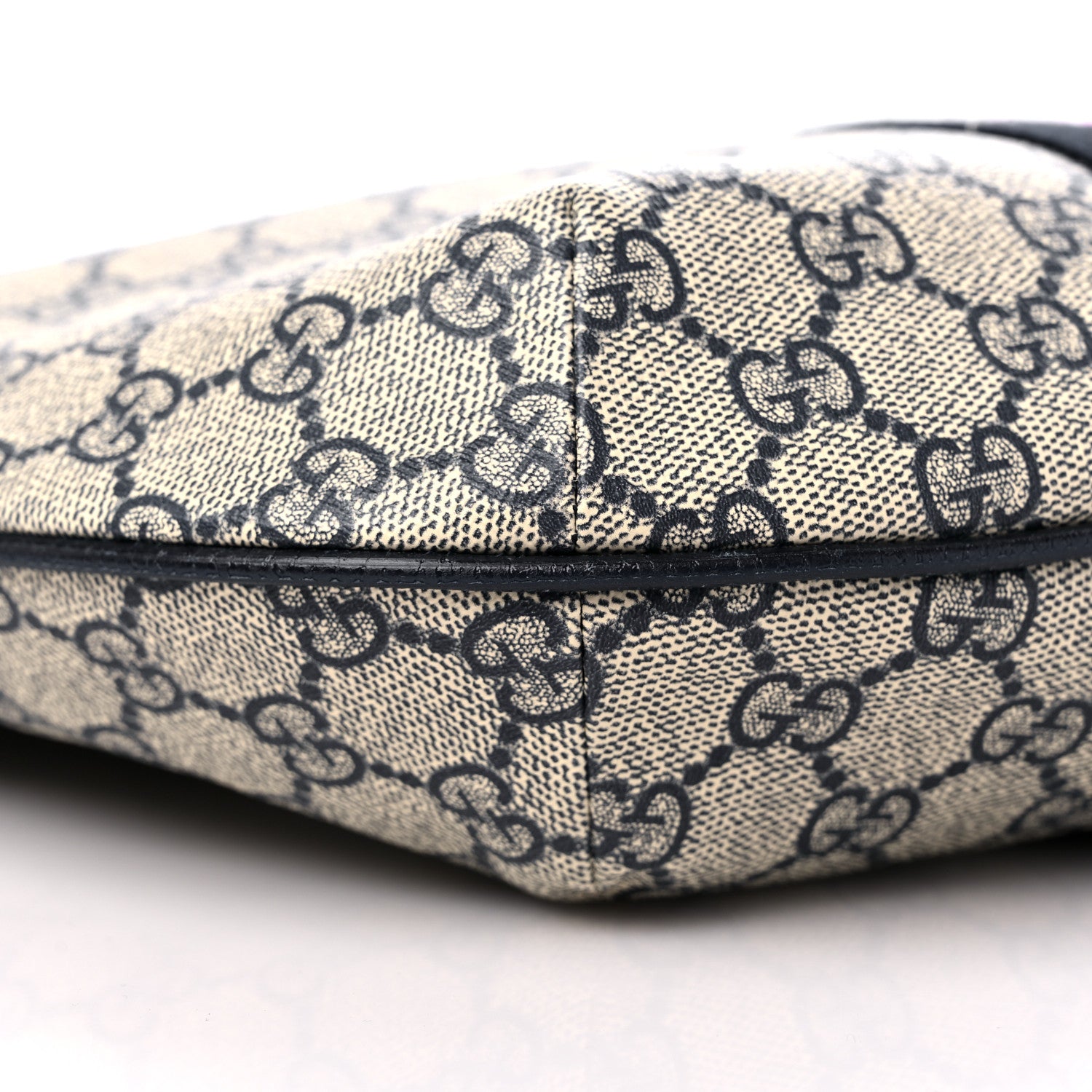 Gucci GG Supreme Monogram Textured Dollar Calfskin Web Small Ophidia Half Moon Hobo Beige Blue 8 of 11