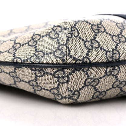 Gucci GG Supreme Monogram Textured Dollar Calfskin Web Small Ophidia Half Moon Hobo Beige Blue 8 of 11