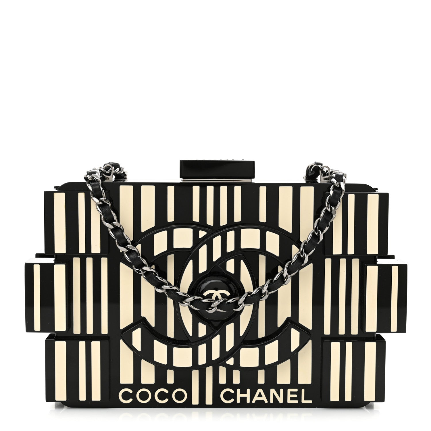 Chanel Plexiglass Barcode Boy Brick Lego Clutch Black 1 of 12