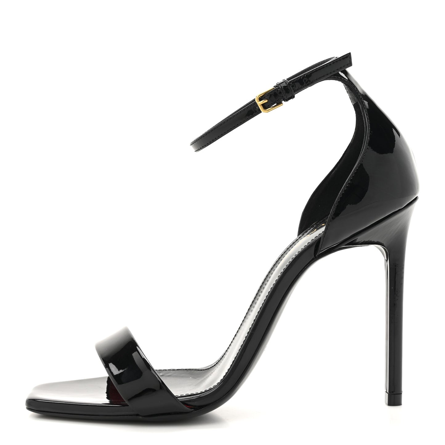 Patent Calfskin Amber 105 Ankle Strap Sandals 37 Black