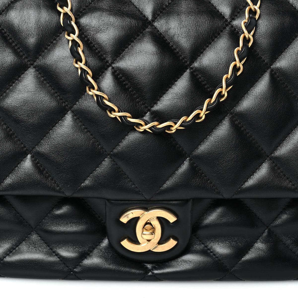 Chanel Shiny Calfskin Quilted Maxi Flap Black 9 of 11