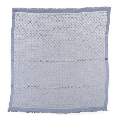 Louis Vuitton Silk Wool Monogram Denim Shawl Light Blue 1 of 3