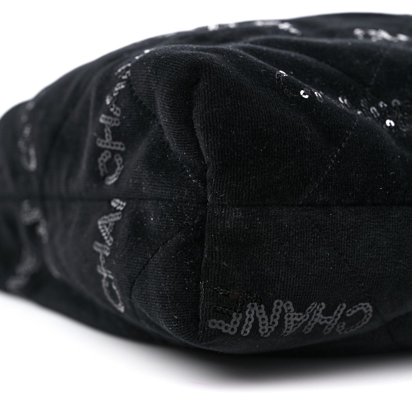 Velvet Sequin Quilted Chanel 22 Black