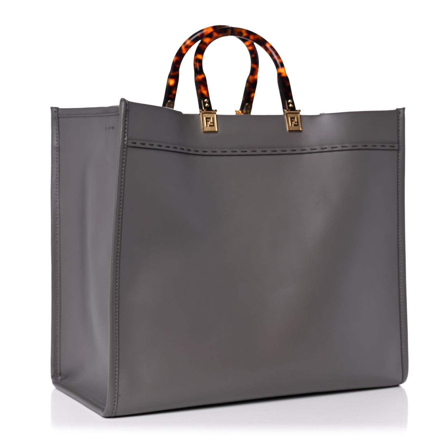 Fendi Vitello King Plexiglass Logo Embossed Large Fendi Sunshine Shopper Tote Moon 3 of 12