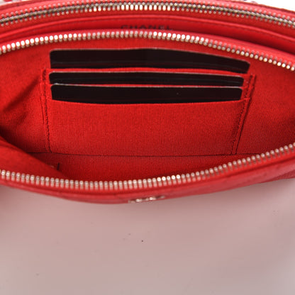 Chanel Caviar Chevron Quilted Small Clutch With Chain Light Red 7 of 11