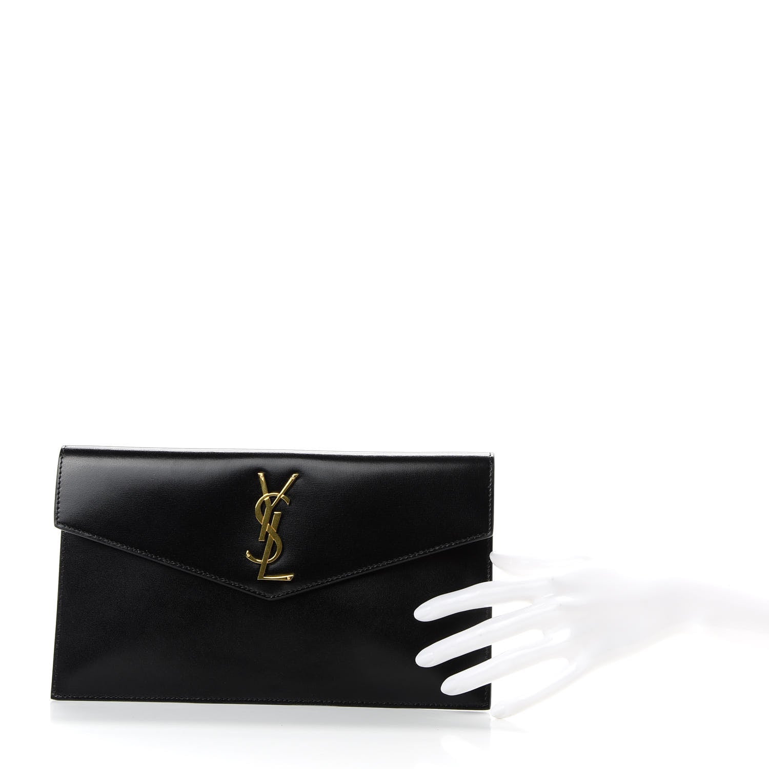Saint Laurent Smooth Shiny Calfskin Monogram Uptown Pouch Black 2 of 7