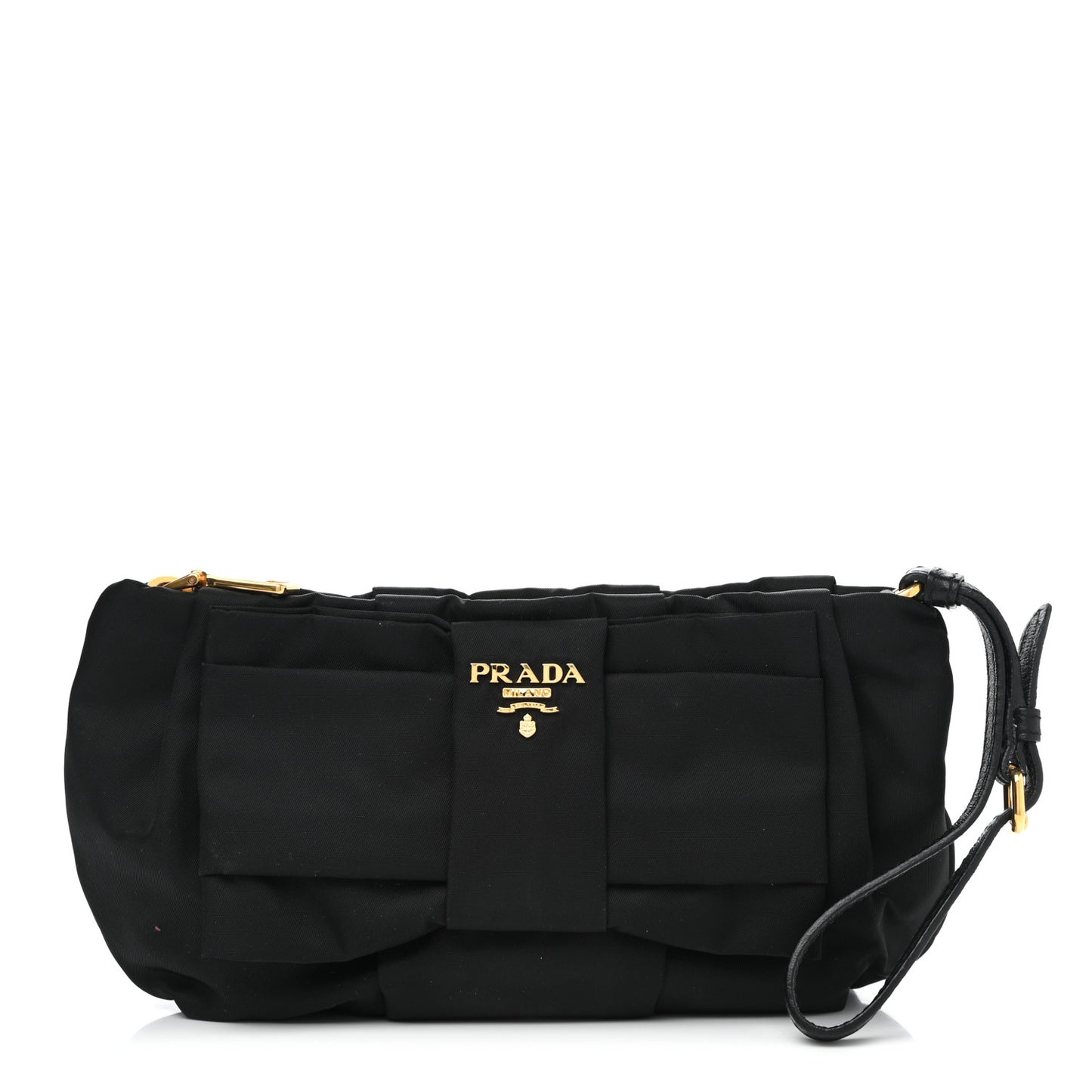 Tessuto Nylon Bow Wristlet Black