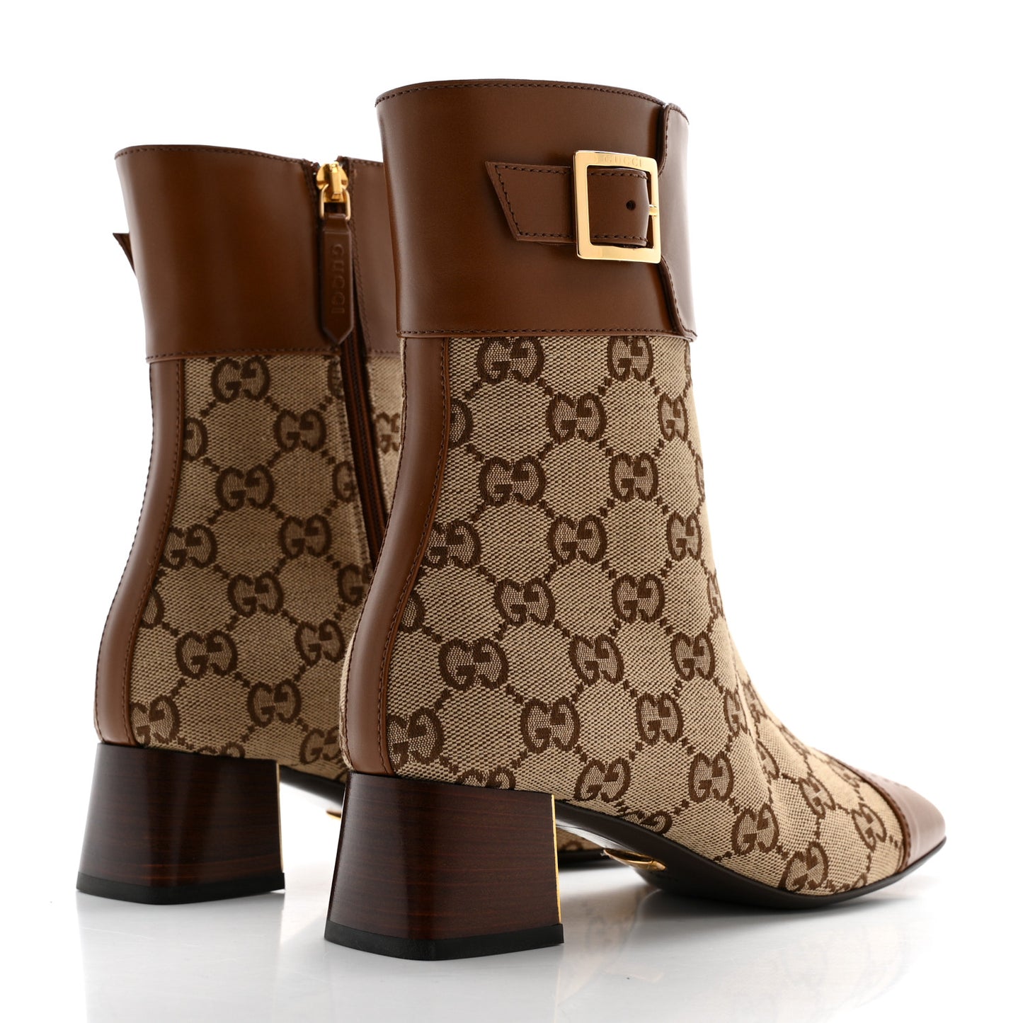 Monogram Cordovan Lux GG Ankle Boots 36.5 Beige Cuir