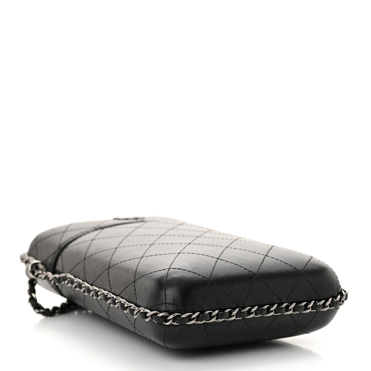 Chanel Lambskin Quilted Chain Around Phone Holder Black 4 of 13