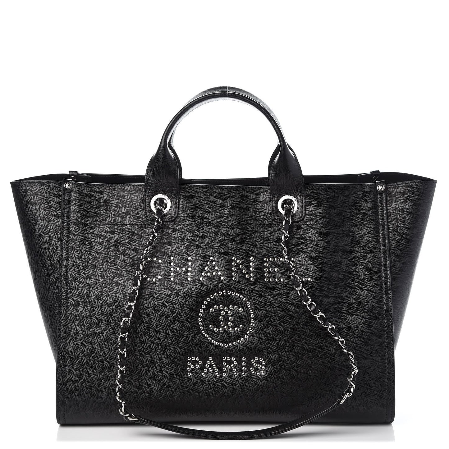 Caviar Large Studded Deauville Tote Black