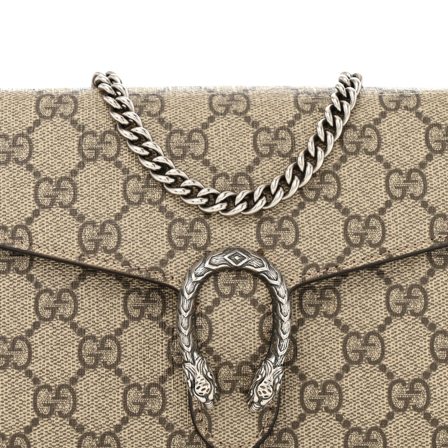 GG Supreme Monogram Mini Dionysus Chain Wallet Beige Taupe