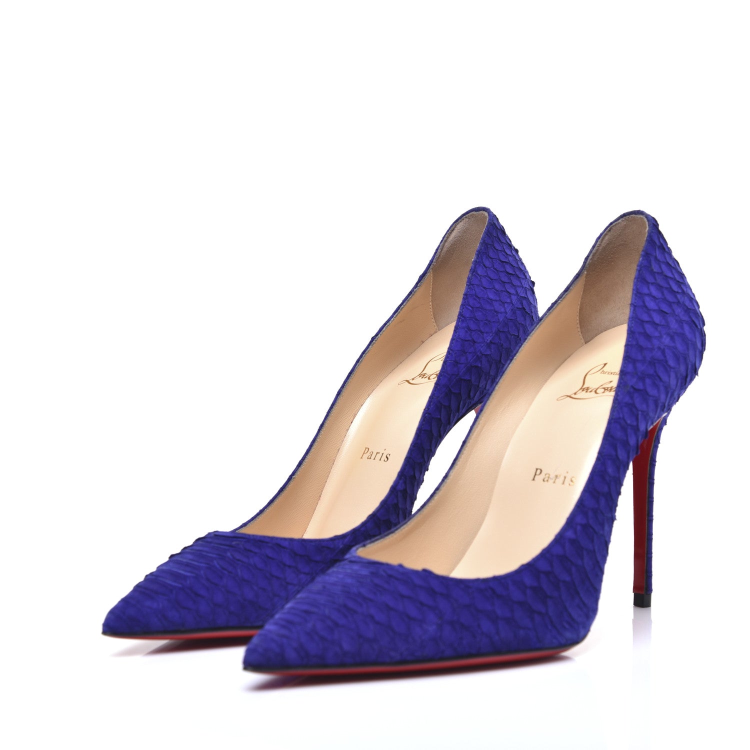 Christian Louboutin Watersnake Nubuck Decollete 554 100 Pumps 38 Purple Pop 3 of 10
